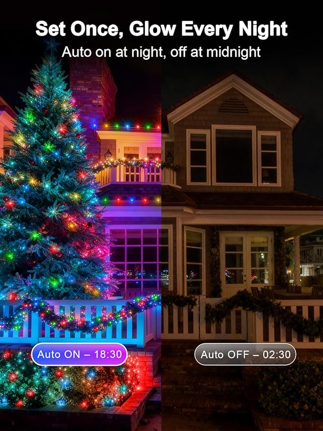 Christmas Lights with 300 LEDs, 100FT Connectable Plug in Fairy String Lights for Outdoor Tree and Indoor Décor, 8 Modes & Timer, IP65 Waterproof Lights for Yard Garden Decor (Multi-Color)