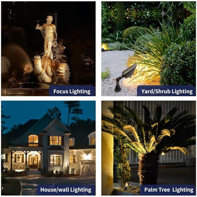 Gardenreet Landscape Spotlights Low Voltage - Brass Outdoor Uplight 12V LED, Wired Spot Lights IP65 Waterproof, Bronze for Exterior Garden Yard Tree House Without MR16 Bulb