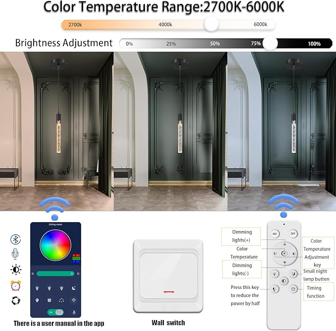 Flashing God Black Pendant Lights Modern LED Kitchen Island Light Crystal Mini Pendant Light with Dimmable LED Bubble Crystal Chandelier for Dining Room, Bedroom, Bar