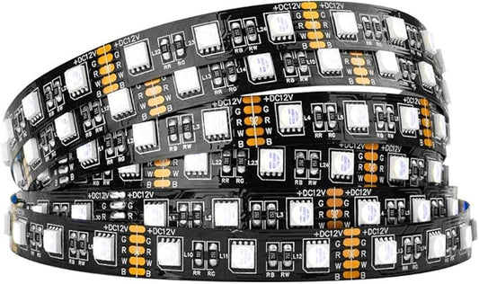 BTF-LIGHTING 5050 RGBW RGB+Cool White(6000K-7000K) 4 Colors in 1 LED Tape Light DC12V 5m 16.4ft 60LED/m Multi-Colored IP30 Black 12mm PCB for Bedroom Kitchen Home Decoration(No Adapter or Controller)