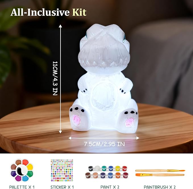 Paint Your Own Dinosaur Lamp Kit - Art & Crafts Supplies Painting Kits for Kids 6-12, DIY Night Light Dinosaur Toys, Birthday Gifts Christmas Crafts for Girls Boys Ages 4 5 6 7 8 9 10 11 12+