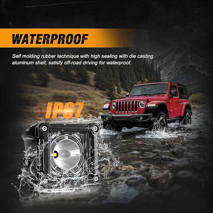 Auxbeam FA Series 3 Inch LED Cubes with DRL 2 Modes Spot Beam Offroad Lights 20W Driving Spotlights A-Pillar Ditch Lights for 4x4 Truck Car ATV Motorcycle, Pair