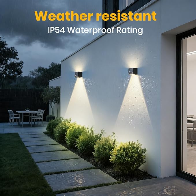 Solar Wall Lights, 4000K 700LM Up and Down Solar Lights Outdoor Waterproof, Super Brightness Cube Design LED Solars Outdoor Light Decorative for Porch Patio Yard Fence, 1pcs