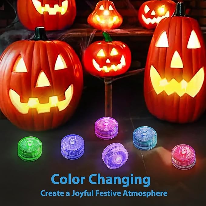 Submersible LED Lights, Waterproof Tea Lights, Underwater Mini Pool Lights Battery Operated Tealights with Remote for Home Decoration (12-RGB, 12P)
