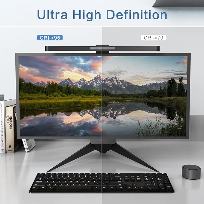 ONWAY Curved Monitor Light Bar with Wireless Remote,Monitor Light Bar with Auto-Dimming and Camera Base,Applicable to All Screens. No Screen Glare,for (Basic)