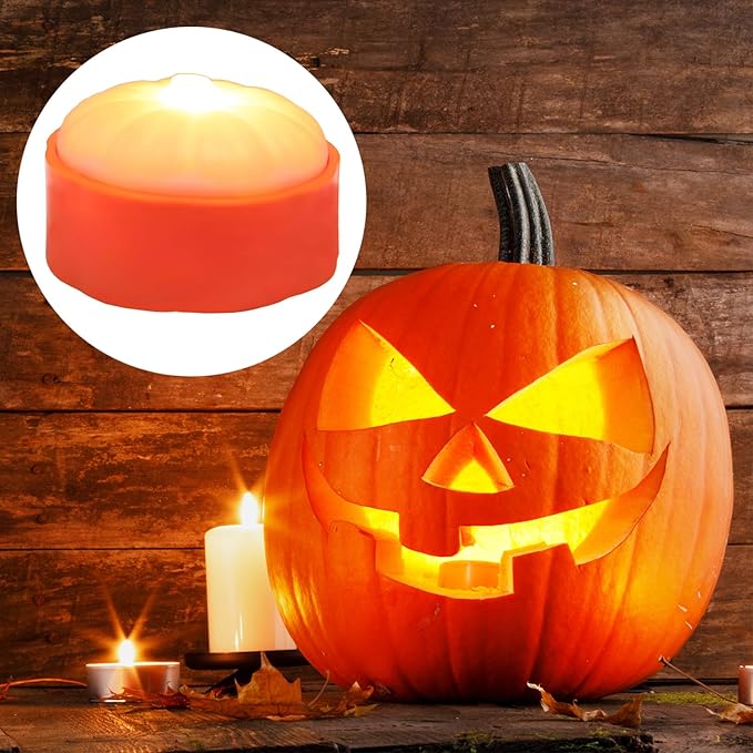 Halloween Pumpkin Lights with Timer Remote, Battery Operated Orange LED Pumpkin Lights Halloween Decor Flickering Jack-O-Lantern for Pumpkins Home Decorations (4PACK)