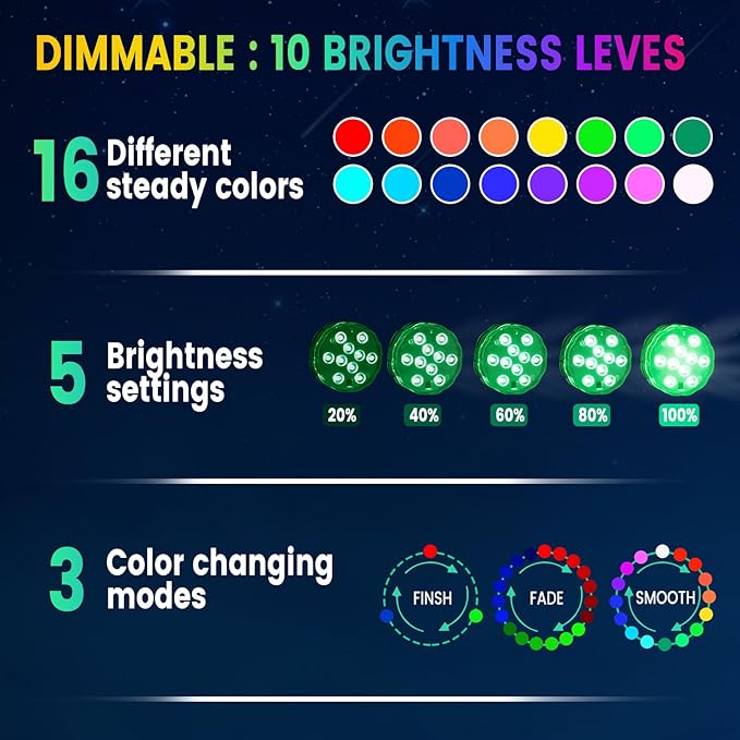 Bath Tub Lights Wireless, Battery Operated Waterproof Glow Light for Bathroom Bathtub Shower Spa Light, Bath Essentials for Women Relaxing, RGB Multi Color Remote Controlled, 2pcs