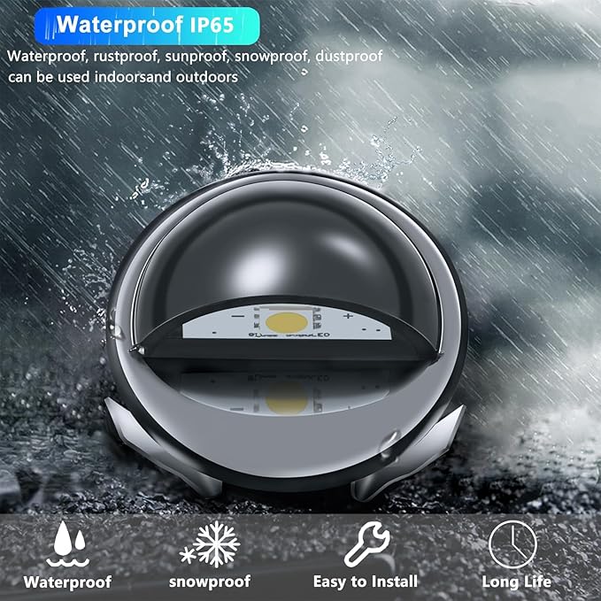 RNEHON LED Outdoor Deck Lights Kit, Φ1.38 Low Voltage 12V DC IP65 Waterproof, Recessed Landscape Lighting for Garden,Yard,Steps,Stair,Patio,Floor Decoration(16PCS, Cold White)