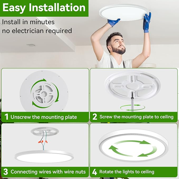 Led Ceiling Light, 42W 4500LM Ultra-Thin Surface Mount Light Fixtures, 15.8 Inch 3000K/4500K/6000K 3CCT Selectable Flush Mount Ceiling Light for Living Room, Bedroom, Kitchen……