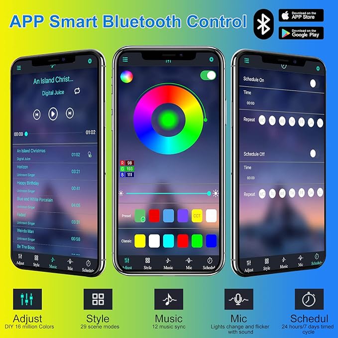 VARMHUS LED Aquarium Light,Fish Tank Light with Remote Controller&APP Control,DIY Full Spectrum Optional Color&Intelligent Timing and Dimming,29 Light Modes and 4 Music Control Modes 12LEDS-RGB 11''