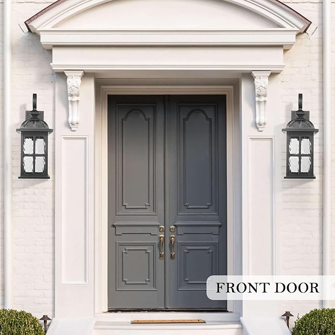 Darkaway Large Outdoor Wall Light, 22inch Exterior Light Fixture with Water Ripple Glass, Aluminum Outside Lights Sconces Exterior Lighting for House Porch Patio Doorway Garage