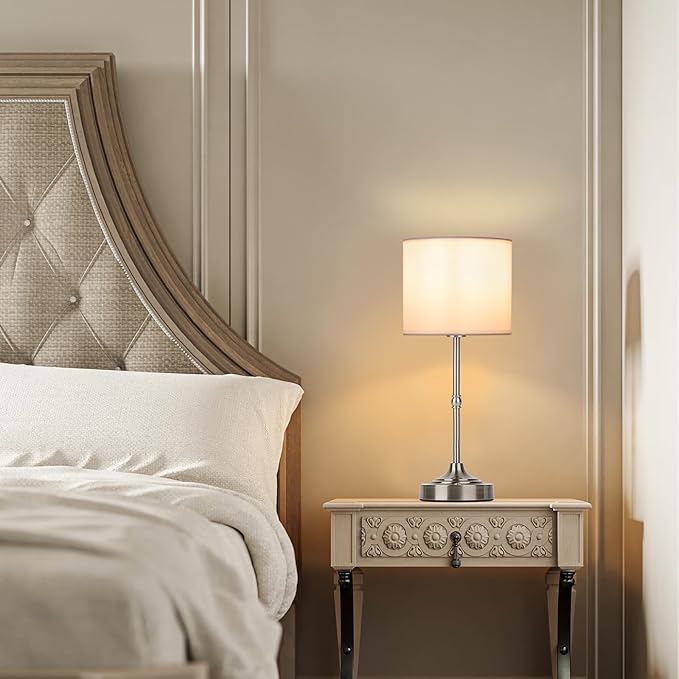 Portable Cordless Table Lamp,Built-in 5200mAH Rechargeable Battery, Dimmable Touch Wireless Light, Bed Side Metal Desk Lamp，Restaurant/Bedroom/Bar/Coffee/Night Light (Brushed Nickel)