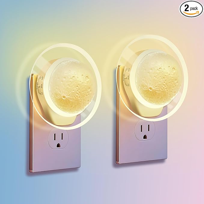 2 Packs Night Lights Plug into Wall - Motion Sensor Plug in Night Light with Auto Dusk to Dawn,Dimmable Soft White, Bright Nightlight for Cruise Bedroom Bathroom Hallway Kitchen