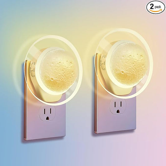 2 Packs Night Lights Plug into Wall - Motion Sensor Plug in Night Light with Auto Dusk to Dawn,Dimmable Soft White, Bright Nightlight for Cruise Bedroom Bathroom Hallway Kitchen