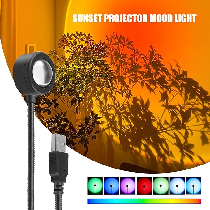 LED USB Sunset Lamp Night Light Projector Birthday Party Decoration Portable Mood Light for Bedroom Living,Sunset