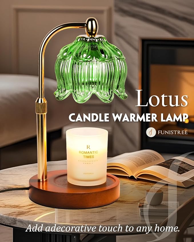 Candle Warmer Lamp with Timer Dimmable, Height Adjustable, Birthday Gifts for Women Mom, Suitable for New Home Decoration, Anniversary Lotus Flower Candle lamp, With 2 bulbs, Suitable for Jar Candles
