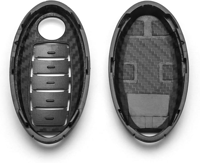 x xotic tech Matte Black Carbon Fiber Pattern ABS Key Fob Shell Cover Case, Compatible with Nissan Titan Altima GT-R 370Z Maxima Infiniti Q50 Q60 Q70 QX50 G37 5-Button Smart Keyless Entry Key