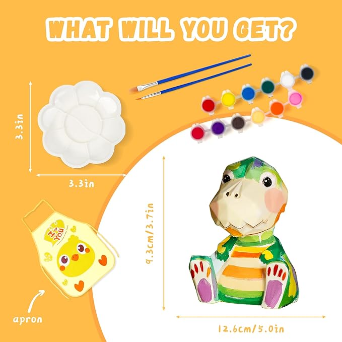 Paint Your Own Dinosaur Lamp Kit, DIY 3D Dinosaur Night Light, Art Supplies Arts and Crafts for Kids Ages 8-12, Creativity Painting Kit Toy for Girl Boy Birthday Gift Ages 3 4 5 6 7 8 9 10 11 12+