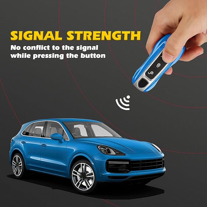 x xotic tech Blue Key Fob Cover Smart Remote Case Side Blades Shell, Compatible with 2017-up Porsche Panamera, 2019-up Porsche Cayenne G2, 2020-up 911 Carrera Taycan