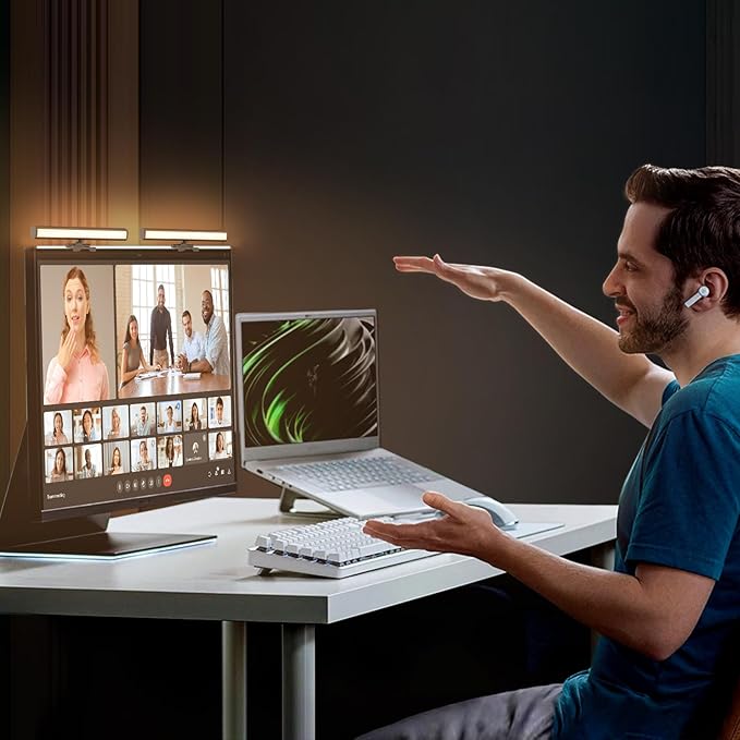 Video Conference Lighting, Monitor Light Bar, Eye-Caring Computer Light, Screen Light Bar,Webcam Streaming Lights, Zoom Lighting for Computer, Replaces Ring Light for Zoom Meetings