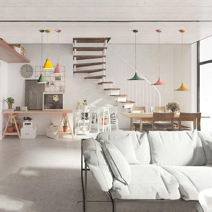 KCO Lighting Cone Pendant Lights Kitchen Island Small Pendant Light 3 Pack Barn Hanging Lights Indoor Nordic Pendant Lighting Pink Pendant Light Fixture