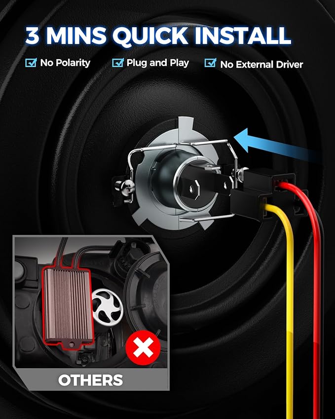 Marsauto H4 Bulbs, 800% Super Bright H4 Light Bulbs, 48000LM 1:1 Mini M1S 9003 Driving Light, 20000RPM Cooling Fan 9003 Fog Light, IP68, 3MIN Play and Plug, Pack of 2