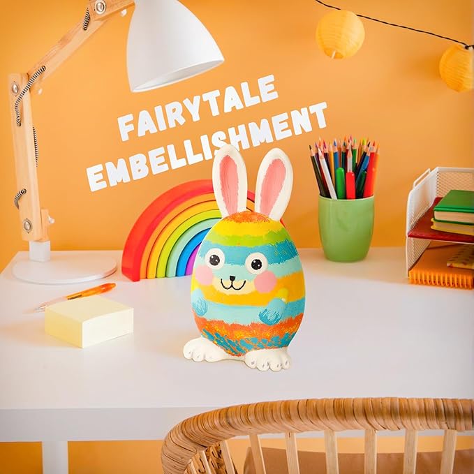 Paint Your Own Bunny Lamp Kit, Art Supplies Arts & Crafts Kit for Kids Age 4-8, Unique Easter Rabbit Egg Gift, Creativity Painting Kit Toy for Girl Boy Birthday Gift Ages 3 4 5 6 7 8 9 10 11 12+