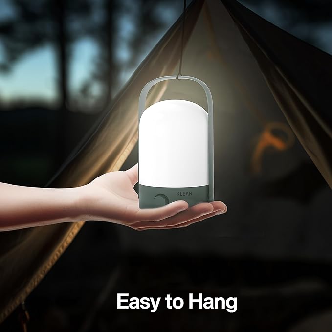 KLEAH Table Lamp Portable Cordless Lantern, 360° Portable Handle, Stepless Dimmer, Powerful Long-Lasting 50hrs, Rechargeable LED Lantern for Camping Bedroom Party, Green