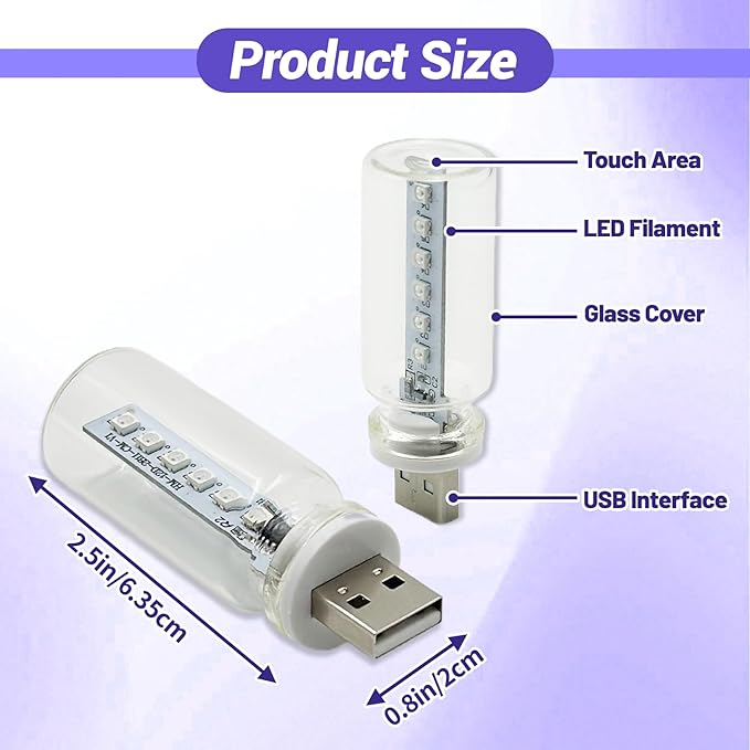 New Car USB Lights, 13 in 1 Touch Adjustment USB LED Car Lights, Mini Glass Bottle LED Bulb Night Lights, Switch Memory Retention, 13 Modes & 7 Colors for Vehicle Bedroom Camping Holiday (3Pcs)
