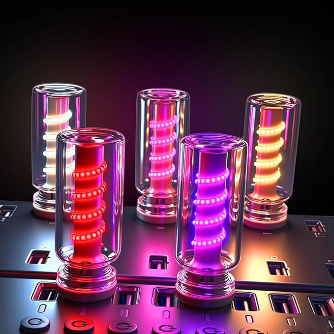 5Pcs Mini Retro Atmosphere Light, Transparent Shell USB LED Car Interior Atmosphere Lamps, Touch-Control Portable Plug-in Glass Bottle Ambient Night Light for Camping Bedroom Party
