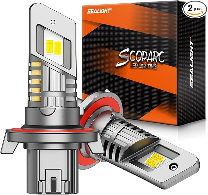 SEALIGHT H13 Bulb compatible 9008, 30000LM 6500K White Light, 1:1 Design with Cooling Fan, 60000+ Hours Lifspan Plug and Play, 2 Pack