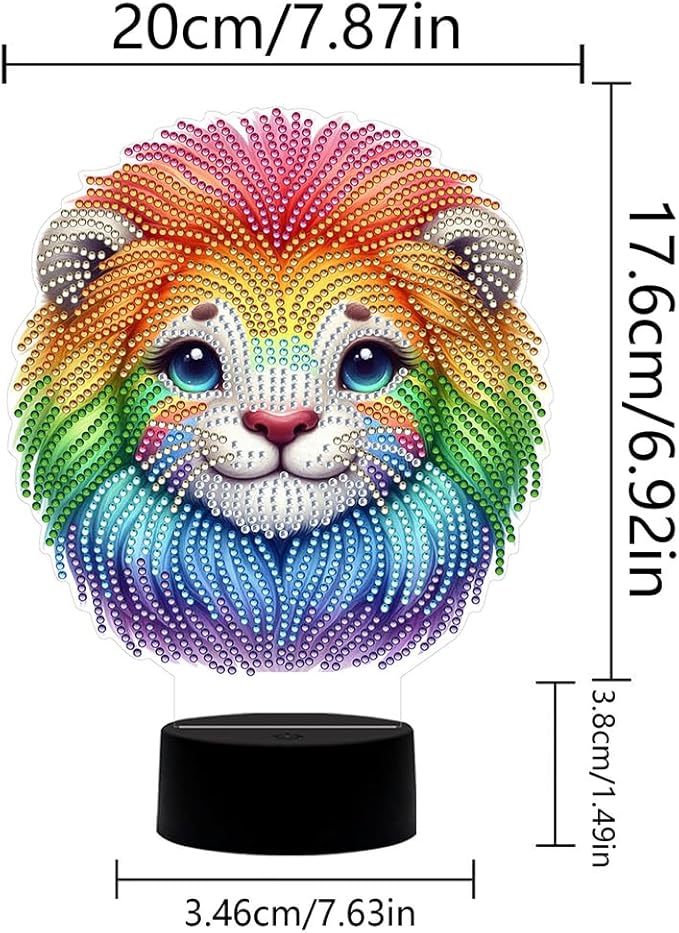 Lion Diamond Art Painting Night Light,Diamond Art Painting Kits Desktop Touch Lamp Ornaments for Tabletop Decor Diamond Art Accessories for Adult Beginner Bedrooms Living Room