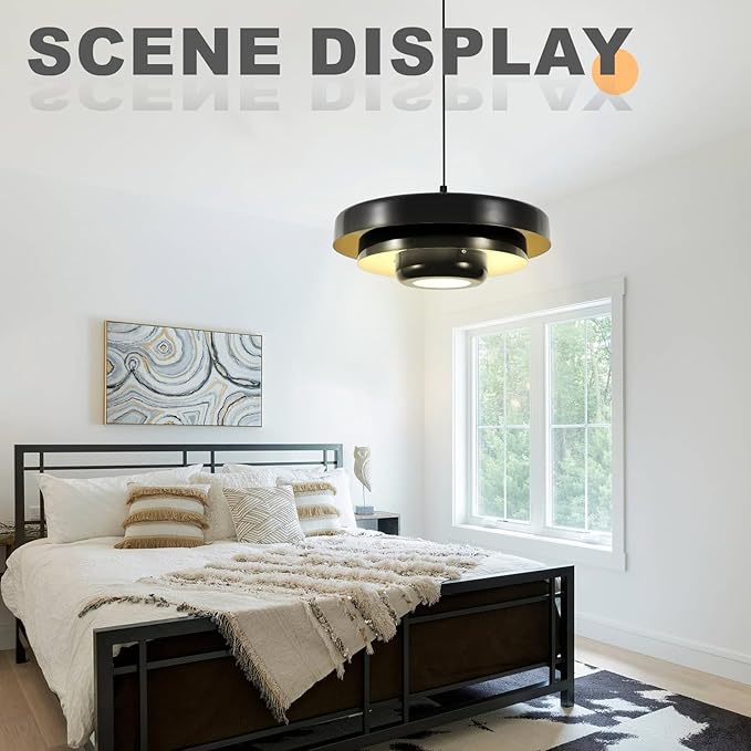 Black Dome Pendant Light, 17.7" Adjustable Nordic Flush Mount Chandelier for Kitchen Island Over Sink, Contemporary Farmhouse Dining Room, Bedroom Lighting