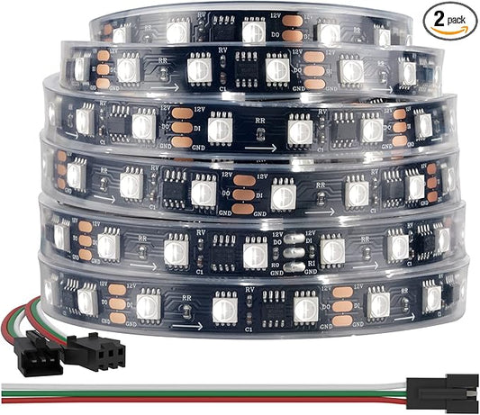 BTF-LIGHTING WS2814 IC RGBW RGB+Cool White (Similar WS2812B) Addressable DC12V 16.4FT 60LED/m 20pixel/m Flexible 4 Colors in 1 Dream Color LED Strip IP67 for Home Decor (No Adapter or Controller)