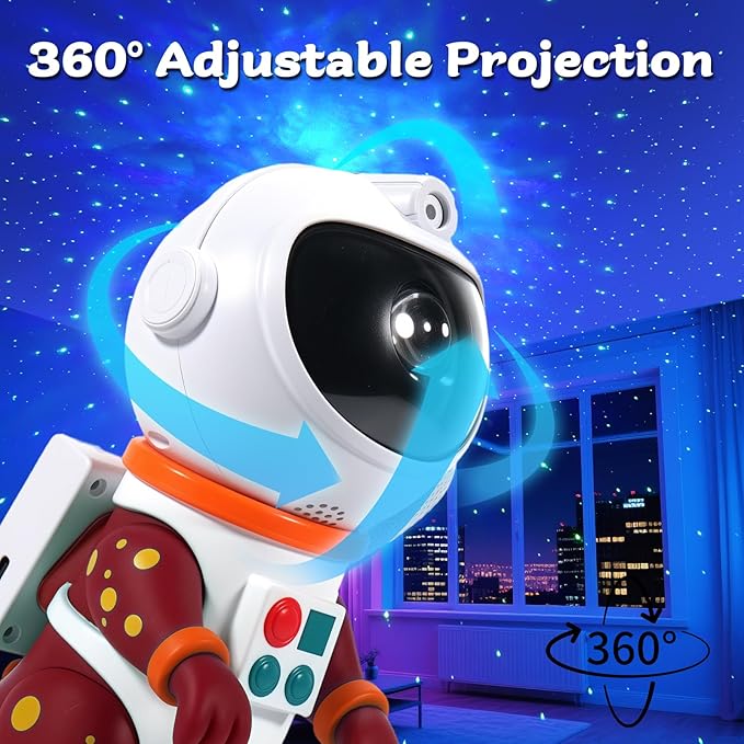 LOVME Galaxy Star Projection Night Light, Dinosaur Astronaut Space Projector with 8 Modes Starry Nebula Effects, Timer & Remote Control, Bedroom Ceiling Decor for Kids, Christmas Birthday Gift(Red)