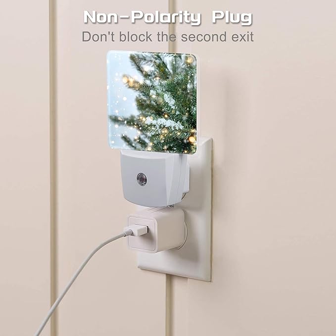 Winter Snow Pine Tree Night Light, Glitter Christmas Tree Dusk to Dawn Night Light Plug in, 0.5w Energy Saving Sleep Friendly NightLight for Kids Boys Girls Home Decor