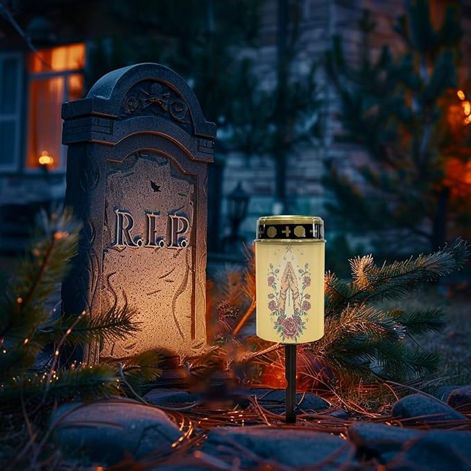 Light for Prayer Cemetery Solar Lights for Grave Cemetery Decor Candle Lamp Prayer Grave Solar Lights Garden Cemetery Decor Memorial Gift