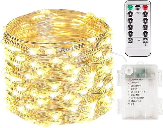 50 LED Fairy Lights Battery Operated with Remote, 16FT Waterproof Twinkle Lights with Timer & 8 Modes, Fairy String Lights Outdoor Indoor for Bedroom Classroom DIY Christmas Decor (Warm White)