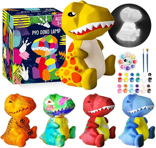 Goody King Paint Your Own Dinosaur Lamp Kit, DIY Night Light, Arts & Crafts for Teens Girls Boys, Painting Kit for Kids, Room Decorations, Christmas Crafts Birthday Gifts for Kids Ages 3 4 5 6 7 8 9