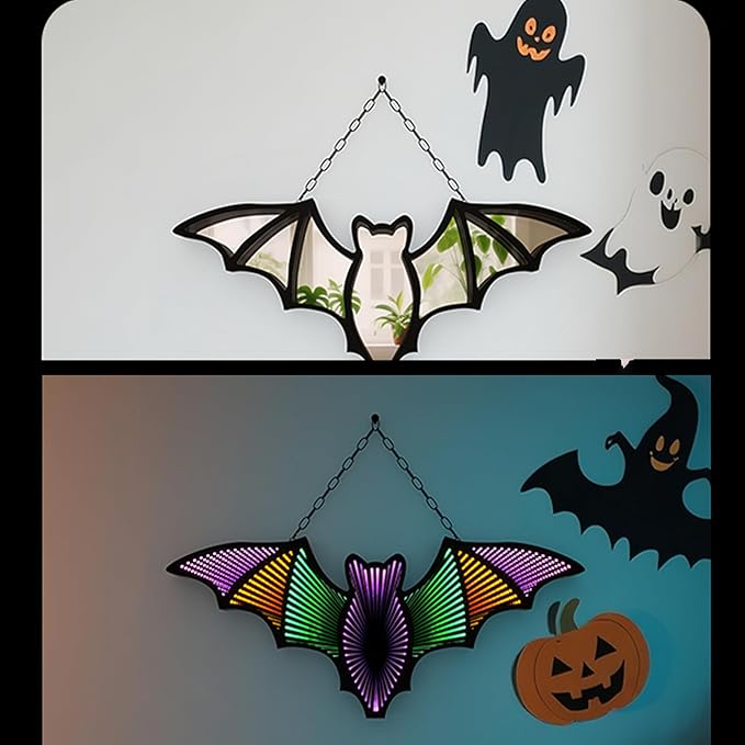 Bat Neon Signs,3D Infinity Mirror Light for Table/Wall Art Decor,Halloween Neon Lights Decoration USB/Battery Powered Led Neon Sign for Halloween Wall Decor, Bedroom, Kids Gift, Bar, Party