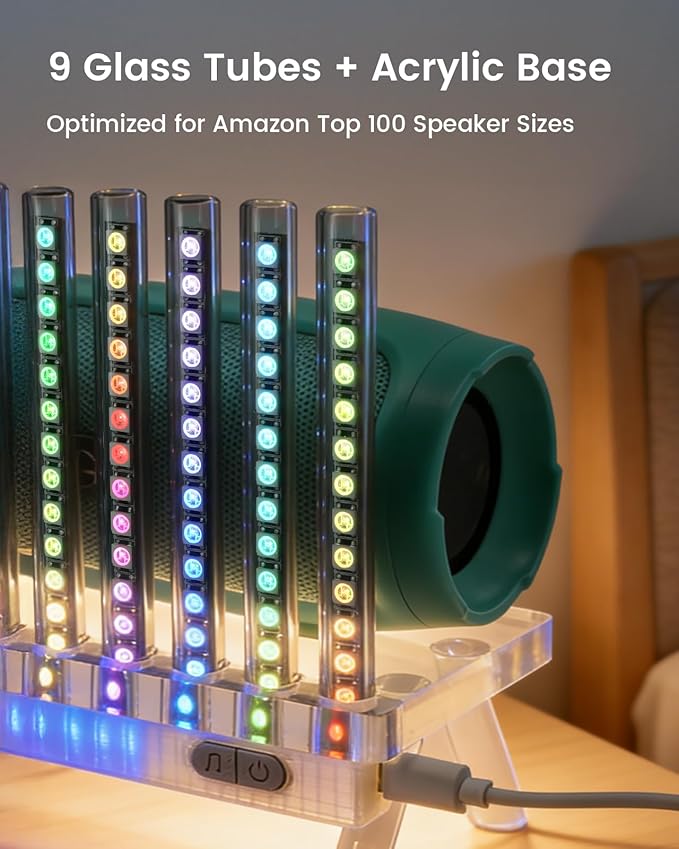 Sound Reactive Ambient Light, Smart App-Controlled Music Rhythm Lamp with Custom Modes, Designed for Portable Speaker Setup for Bedroom, Dorm, Living Room (Orange)
