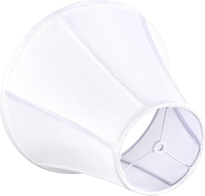 Bell Lamp Shades White Medium Lamp Shade 6" Top x 13" Bottom x 9.8" High(Spider) Modern Lamp Shade for Table Lamp & Bedside Lamp - Side Ribbing Hand Crafted Lampshade Replacement by GO&SO