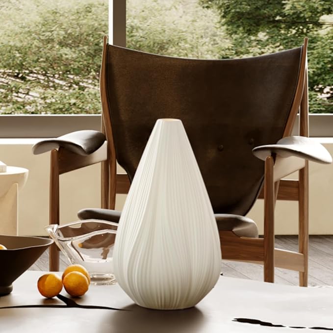 RONDURE 12.5" Modern Ceramic Table Lamp, Modern Bedside Lamps for Bedroom, Living Room and Nightstand, White Translucent Ceramic Shade, Warm Ambient Lighting, Home Decor