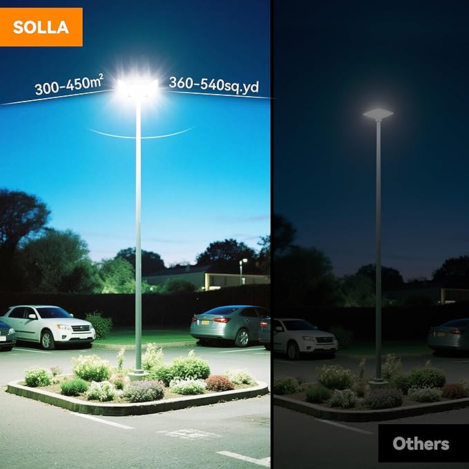 480W LED Outdoor Flood Light, 48000LM Super Bright Stadium Light, 6000K Daylight White, IP66 Waterproof 3 Heads Adjustable Outdoor Floodlights, Backyard, Court, Garden(2 Pack)