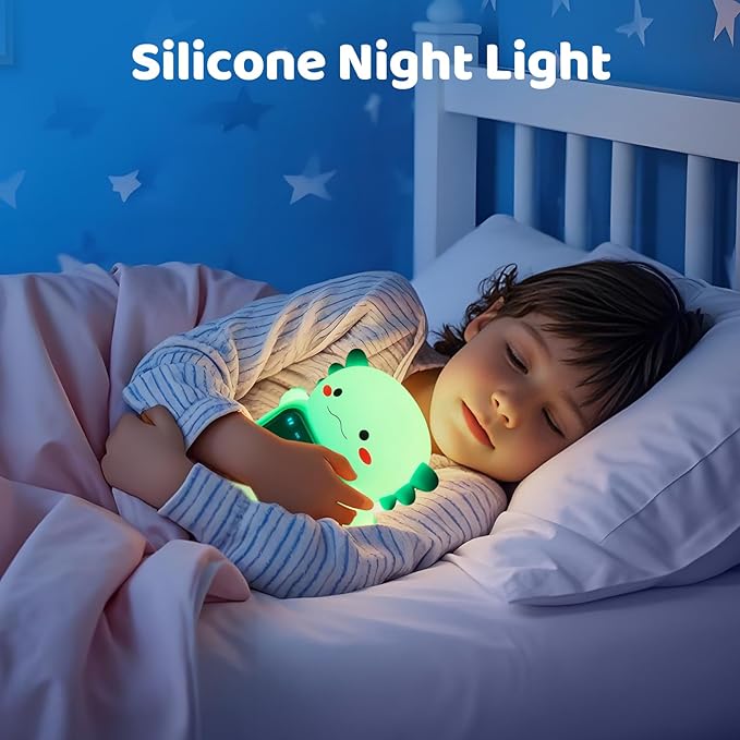 Axolotl Alarm Clock with Night Light for Kids, Rechargeable Silicone Lamp Time to Wake Clock Cute Animal Tabletop Lamp, Perfect Sleep Companion for Boys Girls, Green