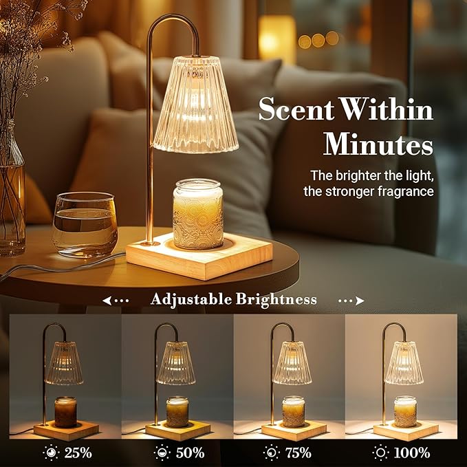 Marycele Large Candle Warmer Lamp with Timer, Electric Wax Melt Warmer Clear Glass, Gifts for Mom Women Her, Vintage Candle Lamp for Office Room Home Decor