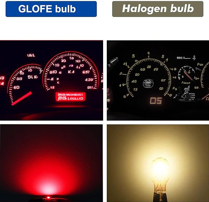 T10 194 168 Dash Instrument White LED Light Bulbs Bright Panel Gauge Cluster Dashboard LED Light Bulbs 10Pcs/Set (Red)
