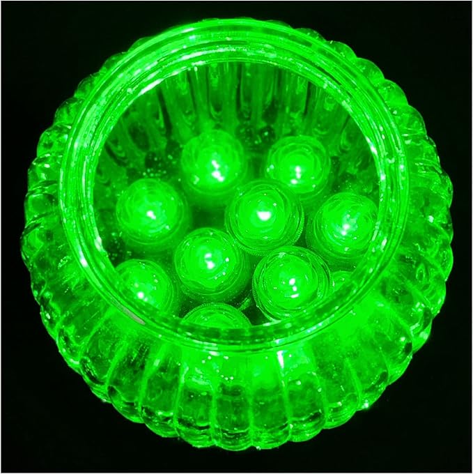 Bright LED Battery Operated Flameless Tea Light, Submersible Tea Candle Waterproof Decorations Underwater Vase Light for Party & Wedding, Pack of 12 (Rose Green)