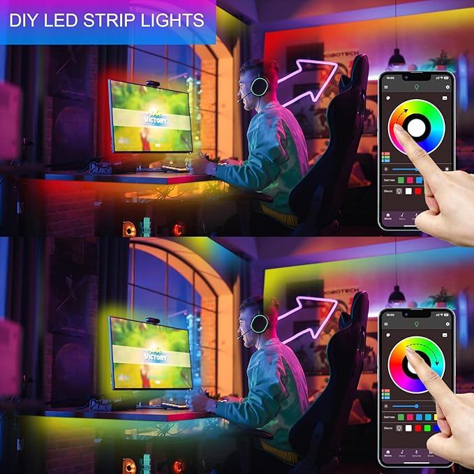 200ft Outdoor Led Strip Lights Waterproof, Trimmable Led Strip Lights Music Sync, RGB IP65 Waterproof Outside Led Lights Strip With Remote & App, Exterior Led Rope Light Waterproof For Pool Roof Yard