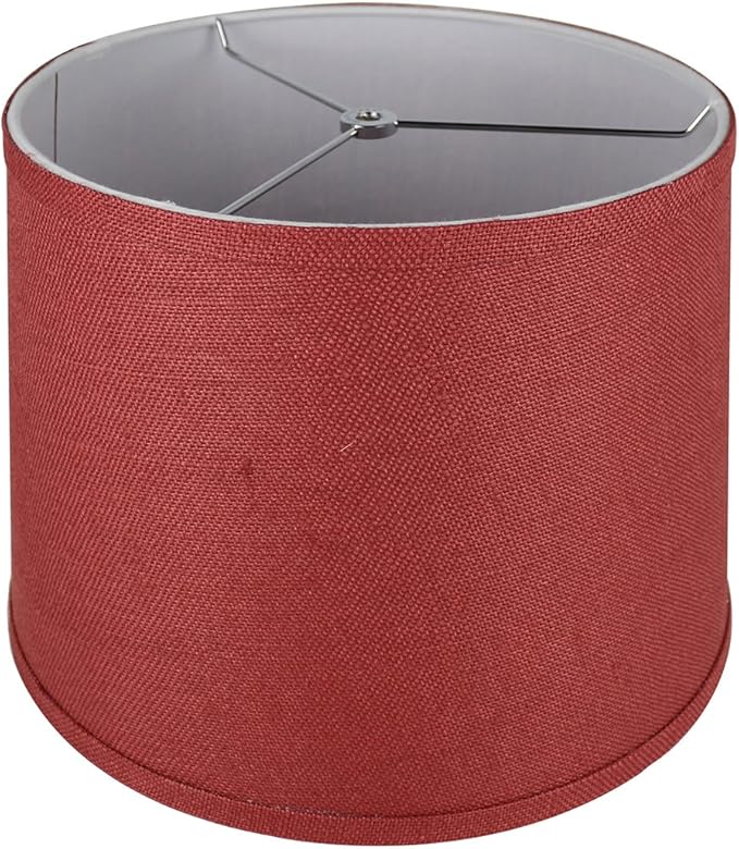 Urbanest French Drum Burlap Lampshade, 12-inch by 14-inch by 10-inch, Burgundy